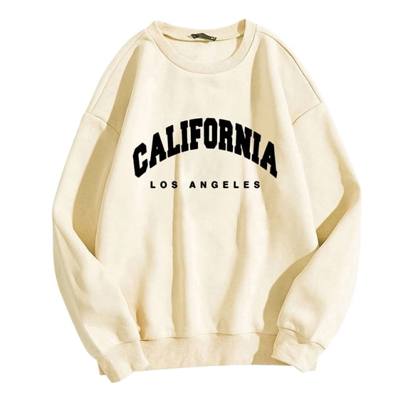 FYDUU Womens Pullover Sweatshirts Letter Print Hoodie Casual Long Sleeve Graphic Tee Shirts Crew Neck Sweatshirts Pullover Tops For Women Dialy Versatile Hoodies