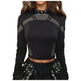 thumbnail image 1 of FYDUU Womens Shirts T Shirt Gothic Punk Women's Long Sleeve T Shirt Mesh Slim Fit Top Fashionable Dark Style Basic Tee Casual Outfits Fall Pullover Shirts, 1 of 9