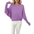 thumbnail image 1 of FYDUU Womens Sweaters Pullover Oversized Batwing Sleeve Knit Sweater Crew Neck Long Sleeve Soft Casual Comfortable Fall Winter Fashion Sweaters Basic Knit Sweater, 1 of 4
