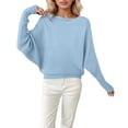 thumbnail image 1 of FYDUU Womens Sweaters Pullover Oversized Batwing Sleeve Knit Sweater Crew Neck Long Sleeve Soft Casual Comfortable Fall Winter Fashion Sweaters Daily Knit Sweater, 1 of 4