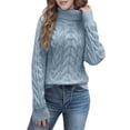 thumbnail image 1 of FYDUU Womens Sweaters Tops Trendy High Neck Knit Pullover Sweater Soft Warm Winter Turtleneck Top Casual Loose Fit Comfortable Long Sleeve Sweater Soft Pullover Sweater, 1 of 8