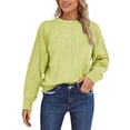thumbnail image 1 of FYDUU Womens Sweaters Tops Trendy Women's Knitted Pullover Sweater Casual Loose Fit Hollow Out Round Neck Long Sleeve Shirts Autumn Comfortable Soft Top Commuting Sweaters, 1 of 7