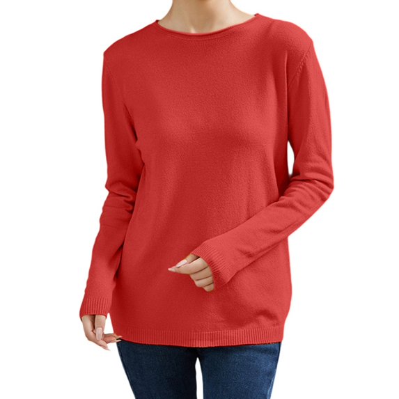 FYDUU Womens Winter Fall Sweaters Knit Pullover Sweater Casual Loose Fit Ribbed Long Sleeve Knit Top Soft Comfortable Round Neck Basic Tunic Tops Fall Casual Sweater