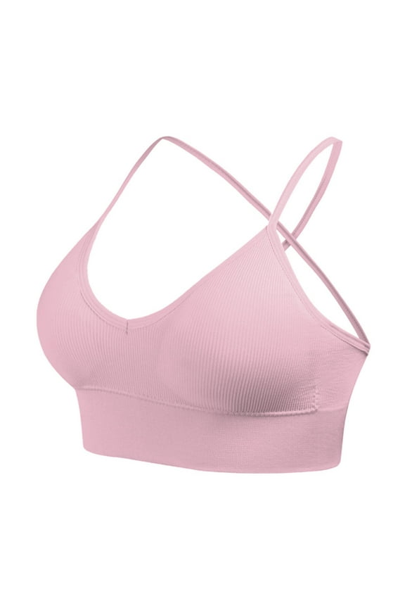 Womens Wireless Bras Women's Cross Back Sport Bras Padded Strappy Criss Cross Cropped Bras For Workout Fitness Yoga Bra Everyday T-Shirt Bra