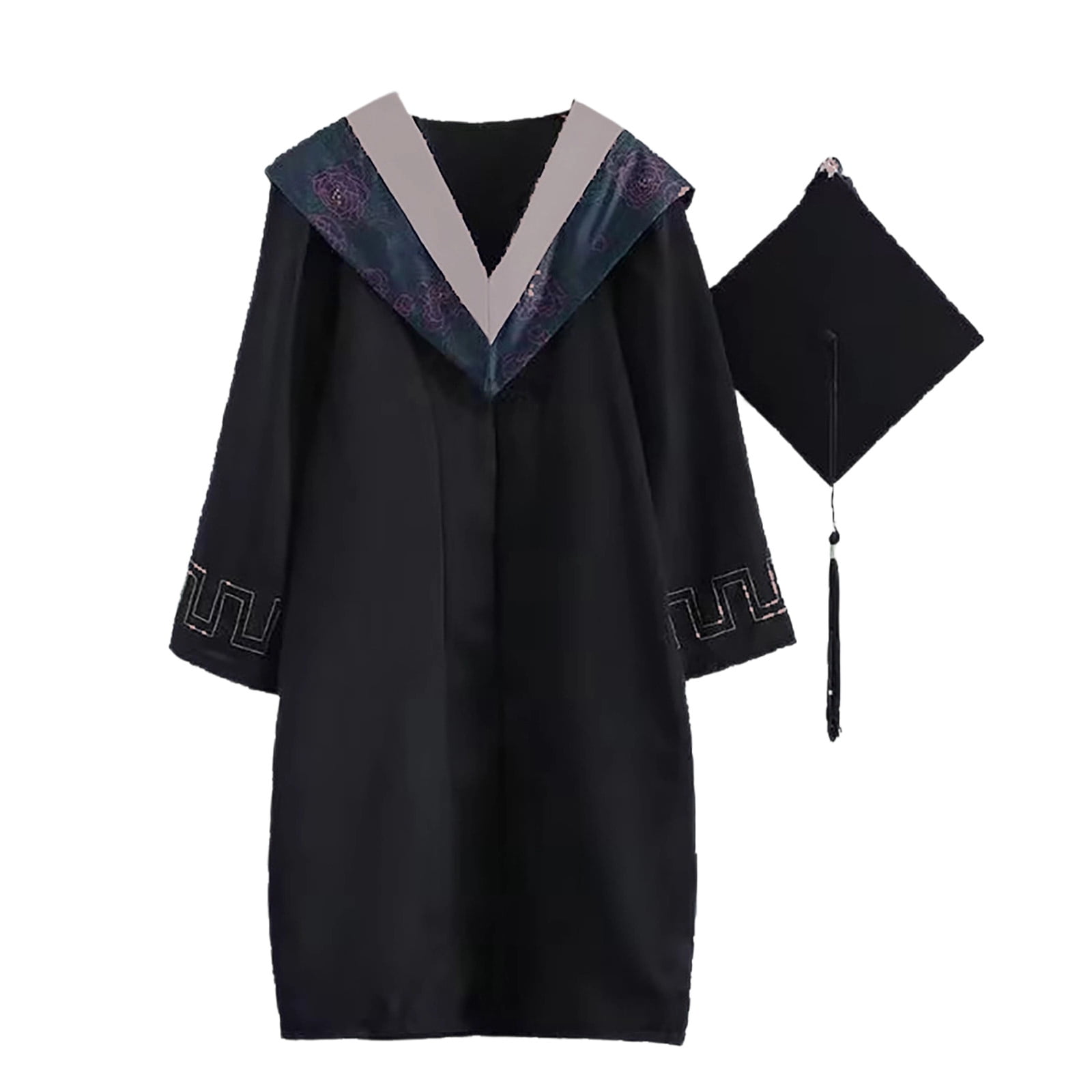 Short Form Graduation Robe FYEGRE Academic Graduation Robe with Mortarboard Cap, Formal Graduation ...