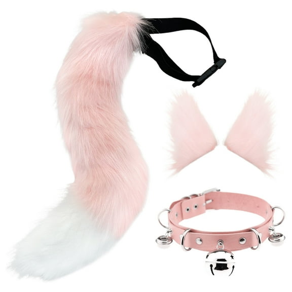 FYEGRE Adorable Accessory Halloween Animal Tail & Ear Set for Festive Dressing Pink One Size