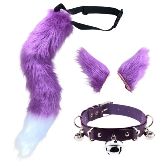 FYEGRE Adorable Accessory Halloween Animal Tail & Ear Set for Festive Dressing Purple One Size