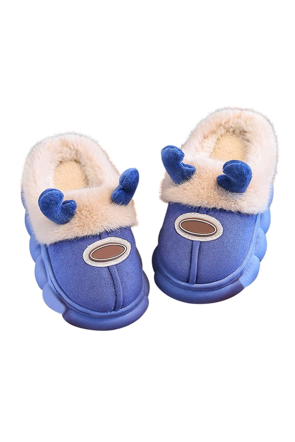 Adorable Cartoon Themed Winter Slippers For Boys Cozy Indoor Footwear With Toddler And Big Kid Friendly Designs Blue 30