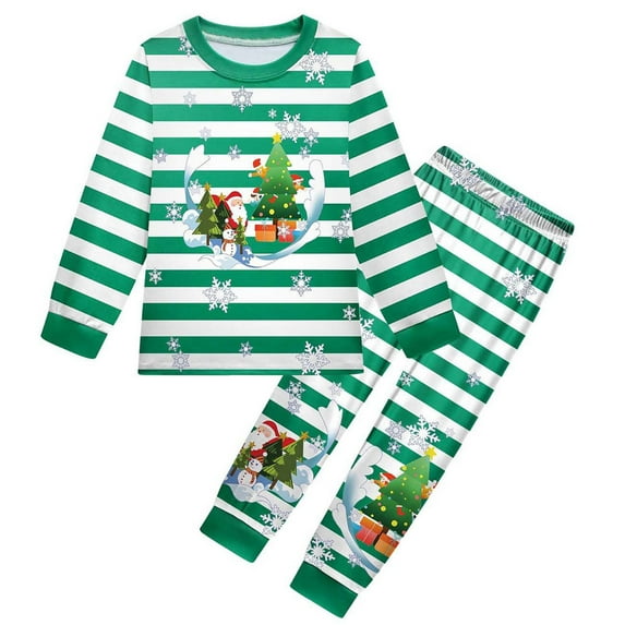 FYEGRE Adorable Christmas Themed Long Sleeve Graphic Top and Pants Set for Toddler Girls Playful Holiday Outfits Green 2-3 Years