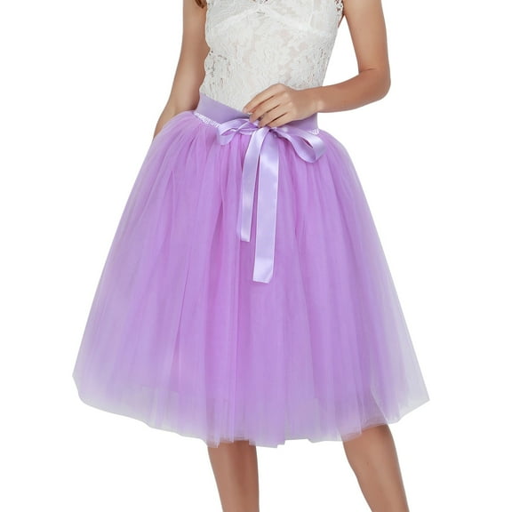 FYEGRE Adult Ballet Tutu Layered Organza Lace Mini Skirt Women's Princess Petticoat Knee Length Petticoat Purple One Size
