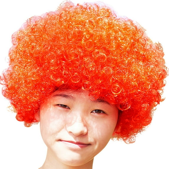 FYEGRE Afro Wig for Carnival Party Dress Up Funky Wacky Clown Hair with Colorful Fans Accessory Red One Size