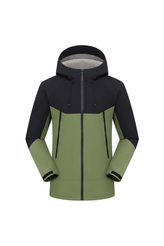 All Weather Work Jacket Heavy Duty Lined Windproof Hooded Outdoor Utility Coat For Cold Weather And Daily Commute Green XXL