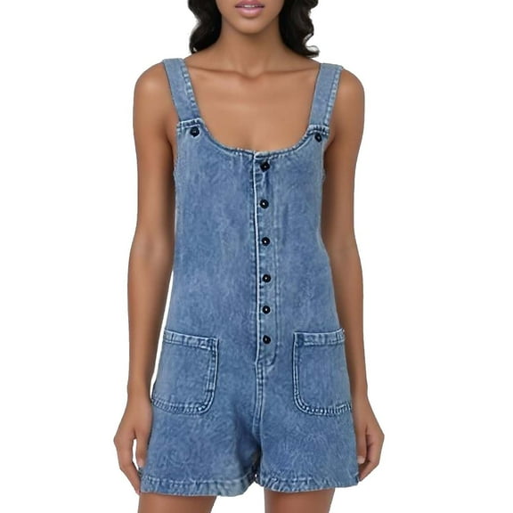 FYEGRE Athletic Fit Ladies' Pants Women's Casual Denim Overalls with Large Front Pockets Comfortable and Stylish Everyday Wear for a Relaxed Fit Blue L