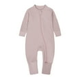 thumbnail image 1 of FYEGRE Baby Ribbed Pajamas Long Sleeve Zippered Romper Jumpsuit for Comfort and Easy Changes Light Pink 0-3 Months, 1 of 9