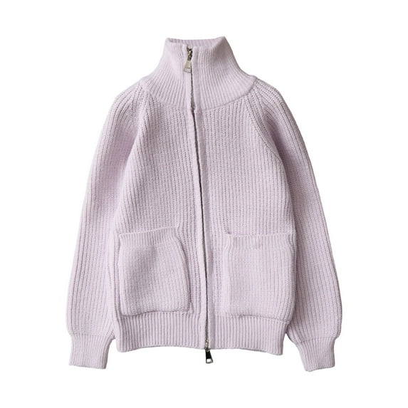 FYEGRE Baby Sweater Girls Solid Color Double Zipper Sweater Cardigan Comfortable Fall and Winter Wear for Everyday Style Purple 6-7 Years