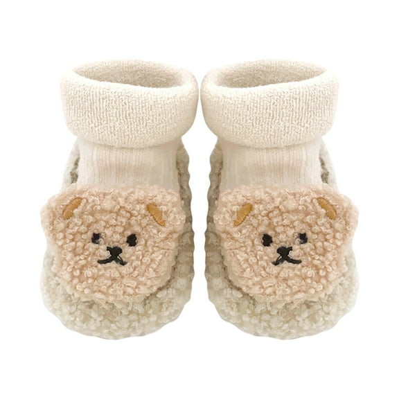 FYEGRE Baby Winter Boots Thickened Sole Soft Warm Footwear For Cold Weather Toddler Cartoon Design Non- Outdoor Play Beige 0-6 Months