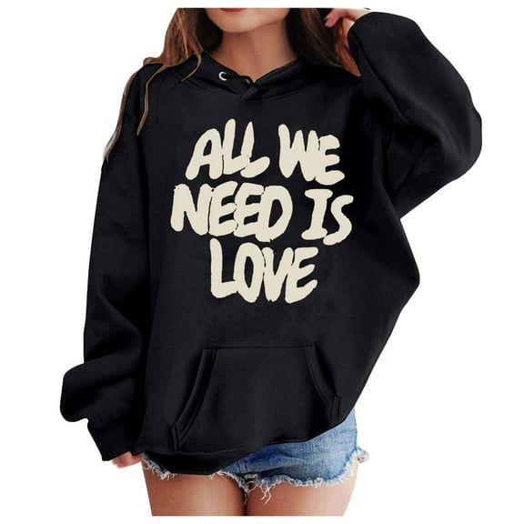 FYEGRE Birthday Party Girls' Hoodie Stylish Girls Casual Wear Printed Long Sleeve Hooded Pullover Top for Everyday Comfort Black 5-6 Years