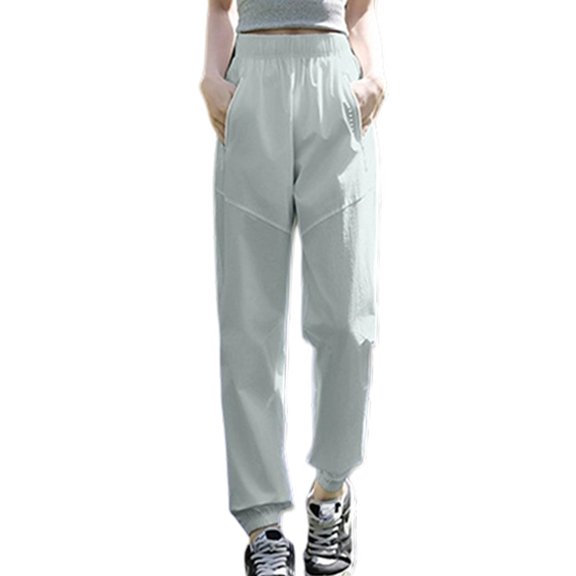 FYEGRE Bohemian Ladies' Pants Women's High Waisted Slim Fit Joggers With Zipper Detail For Running Yoga Workout And Daily Wear Comfortable Light Blue XL