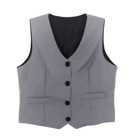 FYEGRE Boy's 4 Button Formal Suit Vest Boys Formal Casual Wear Vest Sleeveless Jacket For Toddler Children School Outfit Grey 9-10 Years