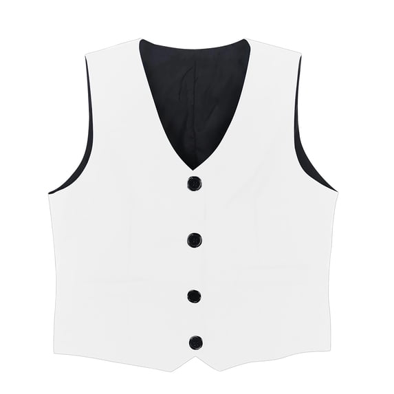 FYEGRE Boy's 4 Button Formal Suit Vest Boys Formal Casual Wear Vest Sleeveless Jacket For Toddler Children School Outfit White 5-6 Years