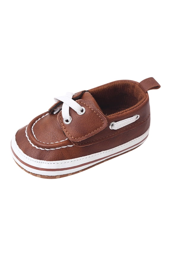 Boys Girls Canvas Sneaker Toddler Slip On Anti Skid Newborn First Walkers Candy Shoes Brown 0-6 Months