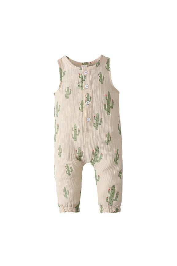 Boys Sleeveless Romper Play Jumpsuit Clothing Outfits Cartoon Printed Pajamas for Kids Green 12 Months