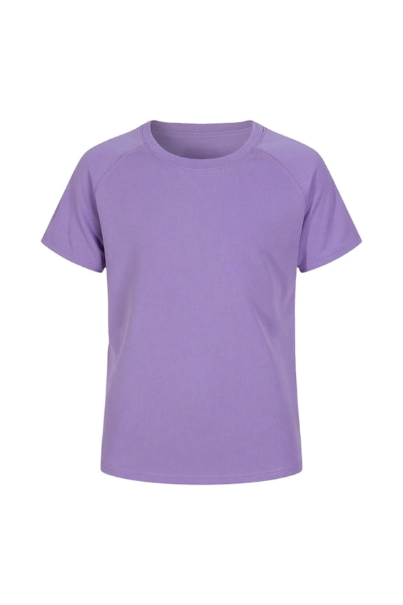 Boys T Shirts Kids Short Sleeve Shirts for Boys Crewneck Cotton Tshirts Basic Casual Tops Tees Summer Clothes Purple 5-6 Years
