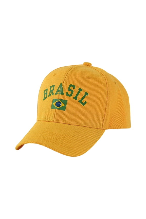 Brazil Flag Brazilian 5 Stars Brasil Baseball Cap Full Print Adult Men Hat Patriotism Supporter Soccer Caps Yellow One Size