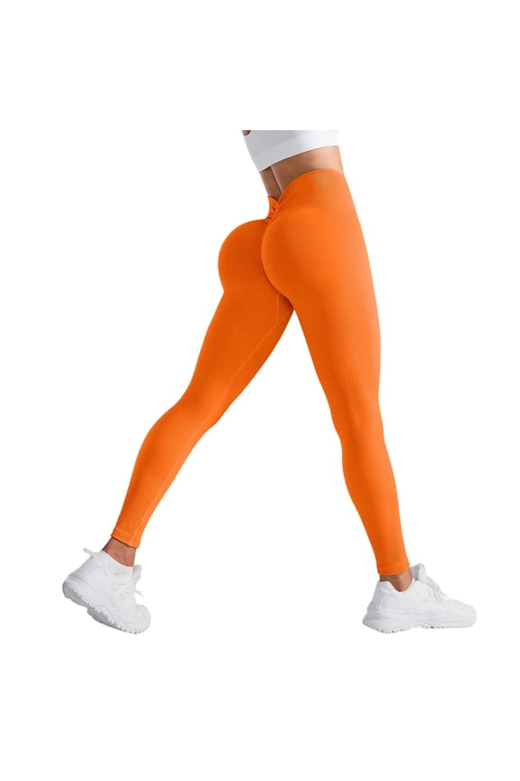 Lifting Leggings for Women Booty High Waisted Workout Yoga Pants Scrunch Gym Seamless Booty Tight Orange L