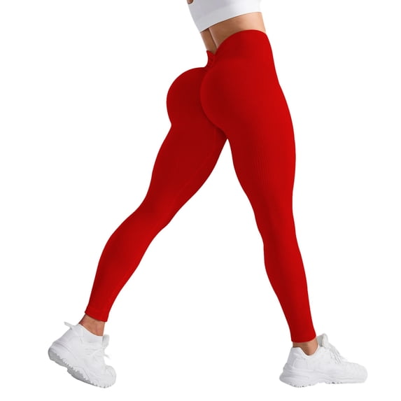FYEGRE Lifting Leggings for Women Booty High Waisted Workout Yoga Pants Scrunch Gym Seamless Booty Tight Red M