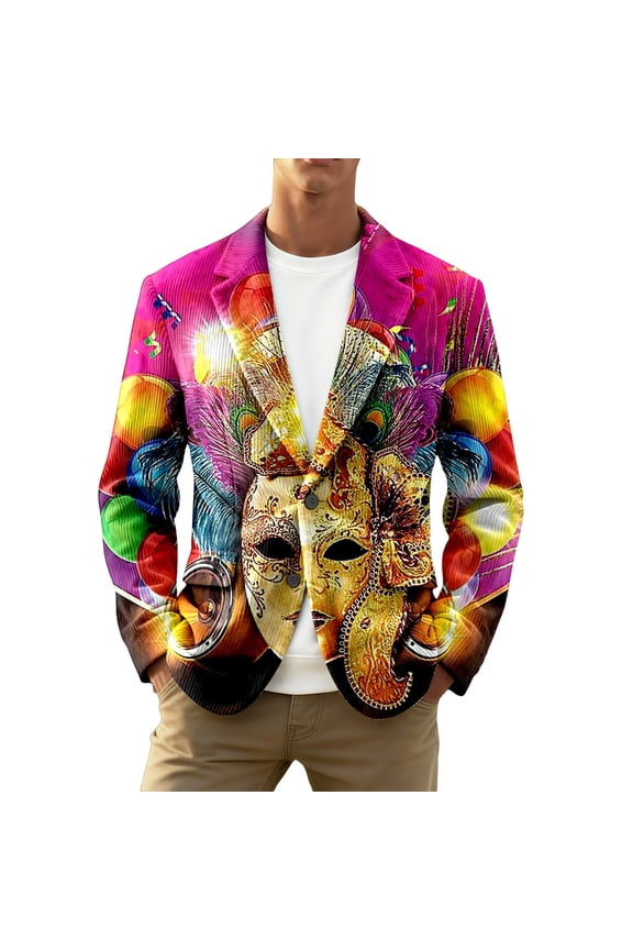 Carnival Glitter Sequin Print Corduroy Jacket For Men's Formal Evening Party And Night Club Wear Hot Pink XXXXL