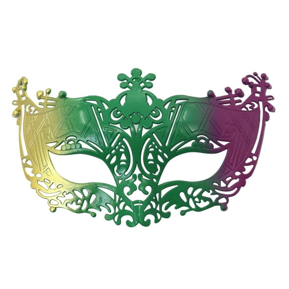 FYEGRE Carnival Retro Half Face Stage Performance Party Dress Up Prop In Gold Purple And Green Green One Size