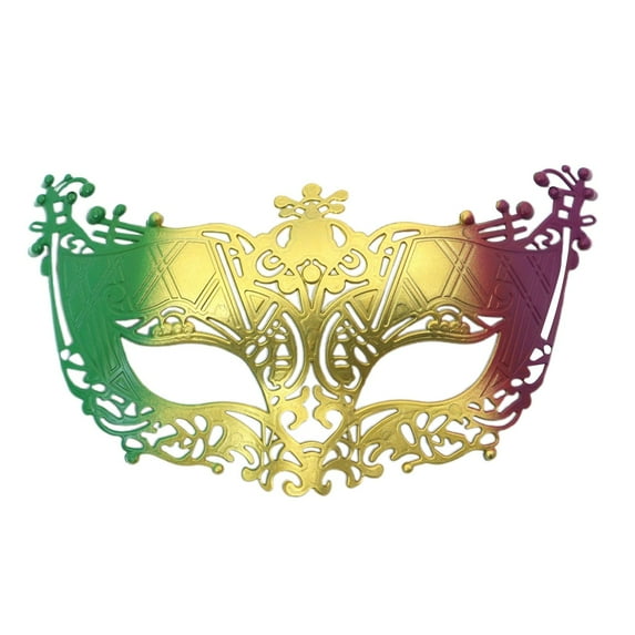 FYEGRE Carnival Retro Half Face Stage Performance Party Dress Up Prop In Gold Purple And Green Yellow One Size