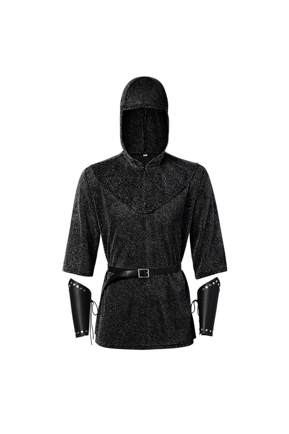 Chainmail Shirt Tunic LARP Historical Reenactment Festival Wear Top Garment Black S