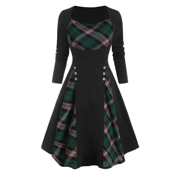 FYEGRE Checkered Gown For Themed Parties And Formal Events Green XL