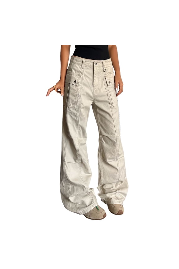 Chenille Women's Casual Pants Elevated Everyday Trousers High Waisted Wide Leg Design Comfortable Flowy Fit Versatile Solid Color Womens Casual Pants For Beige S