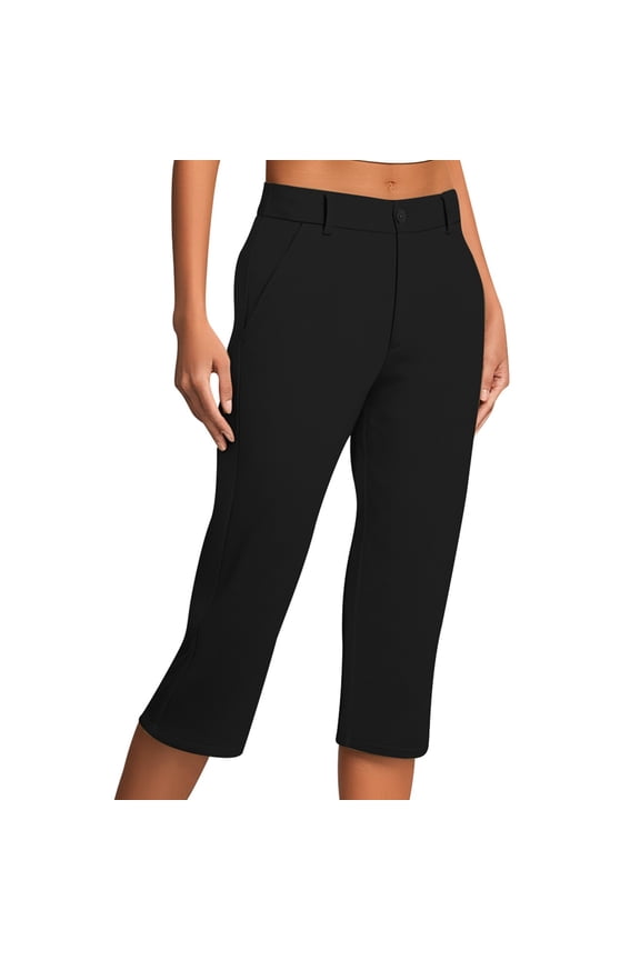 Chenille Women's Casual Pants Stylish Women's Casual Trousers with Elastic Waistband and Front Button Pockets for Everyday Comfort and Black L