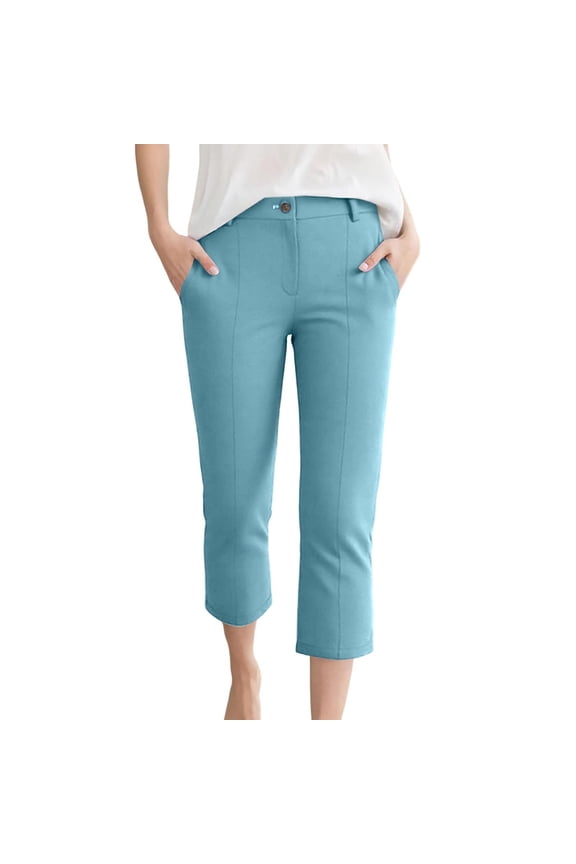 Chenille Women's Casual Pants Summer Fashion High Waist Loose Fit Casual Trousers for Women with Solid Design and Functional Pockets Comfortable Blue XXL