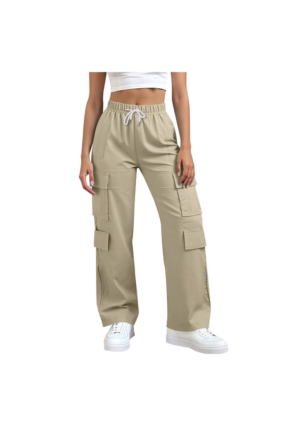 Chenille Women's Casual Pants Women's Modern Everyday Straight Leg Trousers with Tie Detail for Effortless Style and Comfortable Wear in Solid Khaki S