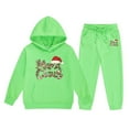 thumbnail image 1 of FYEGRE Christmas Letter Print Hooded Sweater and Pants Outfit Set for Girls Festive Holiday Long Sleeve Top and Bottom Combo Green 6-7 Years, 1 of 4