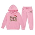 thumbnail image 1 of FYEGRE Christmas Letter Print Hooded Sweater and Pants Outfit Set for Girls Festive Holiday Long Sleeve Top and Bottom Combo Pink 2-3 Years, 1 of 4