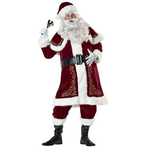 FYEGRE Complete 12 Piece Santa Set For Christmas And Masquerade Performances Elegant Court Style Outfit Red XXL