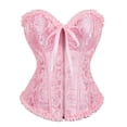 thumbnail image 1 of FYEGRE Corset Tops for Women, Women's Fashion Corset Top Lace Up Satin Overbust Boned Bustier Bridal Lingerie Bodyshaper Gothic Bodysuit Pink XXXL, 1 of 4