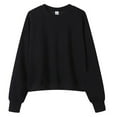 thumbnail image 1 of FYEGRE Cropped Sweatshirts for Women Cotton Long Sleeve Crop Tops Crewneck Pullover Oversized Sweater Black L, 1 of 1