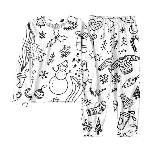 FYEGRE DIY Doodle Craft Activity Outfit With Long Sleeve Top And Pants For Girls Toddlers Kids White 8-9 Years
