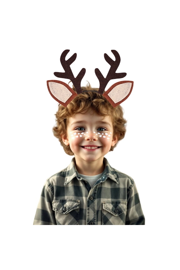Deer Headband For Kids Festive Holiday Party Outfit With Elegant Bow Tie And Detachable Tail Piece Coffee One Size