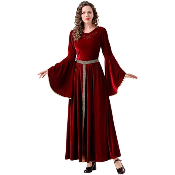 FYEGRE Dress For Women - Adult Long Gown for Stage Performances and Theme Parties Red L
