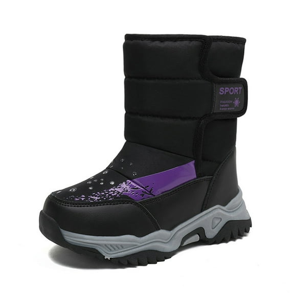 FYEGRE Durable Outdoor Kids Footwear for Girls and Boys with Warm Non- Sole Design Black 5.5-6 Years
