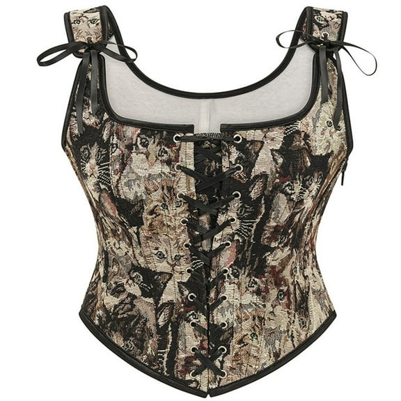 FYEGRE Elegant French Lace Up Bustier Corset Top Adjustable Waist Cincher for Women Gothic and Lingerie Black M