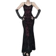 thumbnail image 1 of FYEGRE Elegant Gothic Lace Maxi Dress For Evening Gown With Spaghetti Straps And Side Slit Design Red1 L, 1 of 4